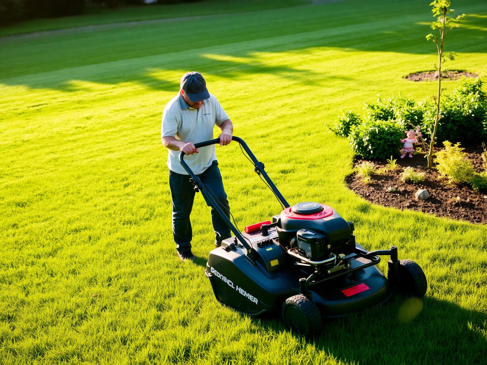 Justin Main caring for a lawn